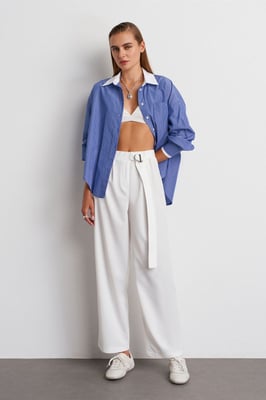 Hoge Taille Vlotte Leg Crepe Broek
