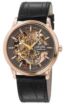 Gevril 321.74.72 Men's Five Points Skeleton Swiss Made Automatic, Slim ETA 2892