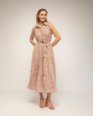 Midi-blousejurk met borduursels