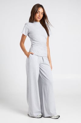Shoulder Pad Ruched T-Shirt Straight Leg Trouser Co-ord