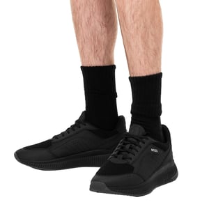 Boss Heren TTNM EVO Leren Chunky Zool Sneakers (Zwart)