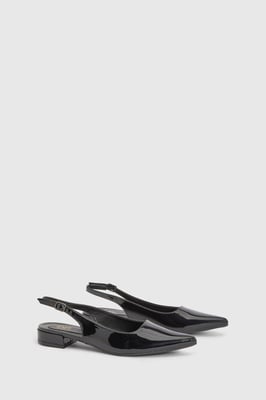 Jerry Faux Leather Slingback Pointed Flat Shoes
