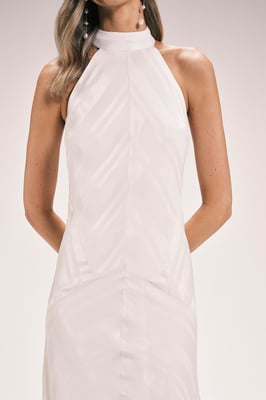 Stripe Jacquard Halter Neck Woven Maxi Dress