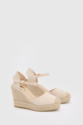 Elaina Textile Closed Toe Strap Wedges