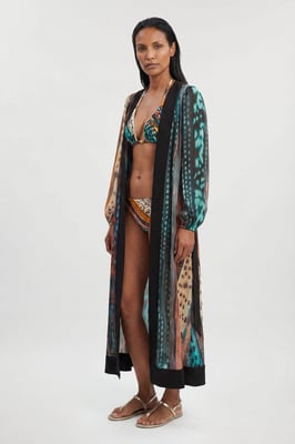 Linear Animal Printed Beach Cover Up