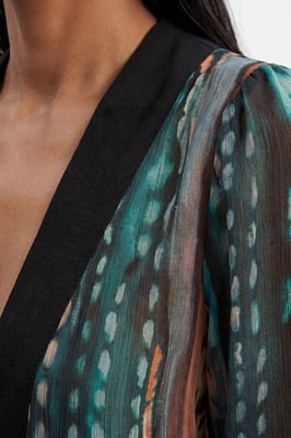Linear Animal Printed Beach Cover Up