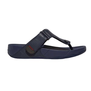 FitFlop Heren Leren Teen Post Platte Sandalen (Marine)