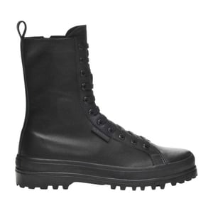 Superga Dames 2641 Alpina leren combatlaarzen (Totaal Zwart)