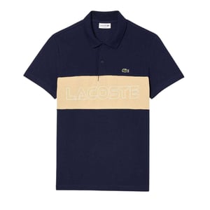 Lacoste Heren Colour Block Pique Stretch Poloshirt (Marine/Beige)