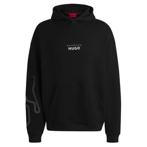 Hugo Oversized hoodie voor heren met opdruk op de rug (Zwart)