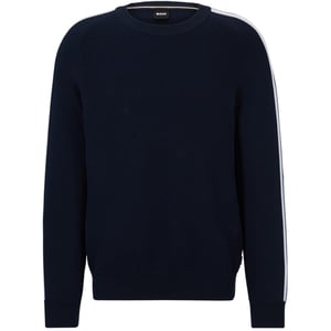 Boss Heren-trui met ronde hals en lange mouwen, normale pasvorm (Donkerblauw)