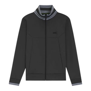 Boss Långärmad träningsjacka med broderad logotyp för herrar (Mörkgrå)