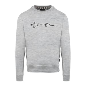 Aquascutum Mens Script Crew Neck Regular Sweatshirt (Grått)