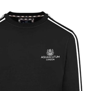 Aquascutum Sweatshirt med ribbad krage för herrar (Svart)