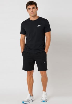 Nike Men's Black T-Shirt & Black Shorts Set | Casual Sportswear Outfit