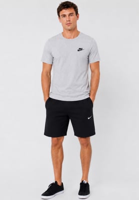 Nike Men's Grey T-Shirt & Black Shorts Set | Casual Sportswear Outfit