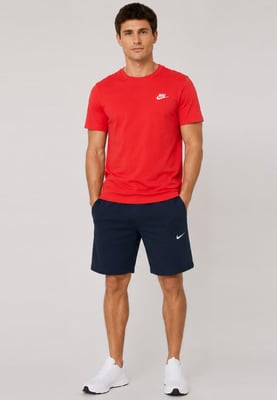 Nike Men's Red T-Shirt & Navy Shorts Set | Casual Sportswear Outfit