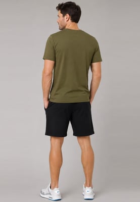 Nike Men's Olive T-Shirt & Black Shorts Set | Casual Sportswear Outfit