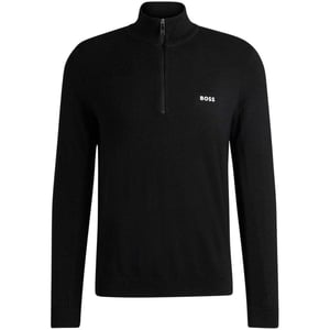 Boss Heren Zip Necker Regular Trui (Zwart)