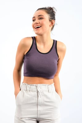 Geribbelde Mouwloze Crop Top