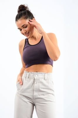 Geribbelde Mouwloze Crop Top