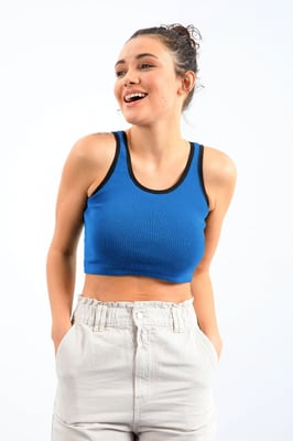 Geribbelde Mouwloze Crop Top