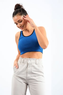 Geribbelde Mouwloze Crop Top