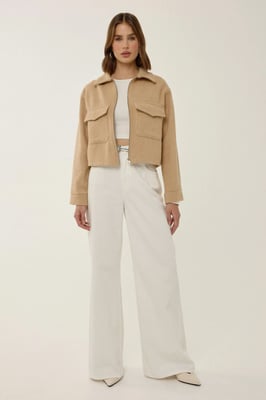 Zippered Jacket with Shirt Collar