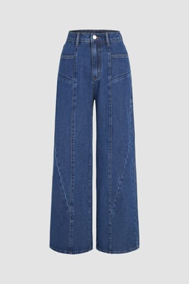Wide Leg Jeans with Stitch Detail