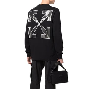 Off-White Heren-T-shirt met lange mouwen (Zwart/roze)