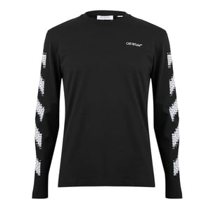 Off White Heren Crew Neck Regular T-shirt (Zwart, Wit)
