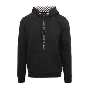 Aquascutum Heren Lettering Pullover Hoodie (Zwart)