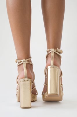 Wide Fit Strappy High Block Heels
