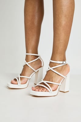 Wide Fit Strappy High Block Heels