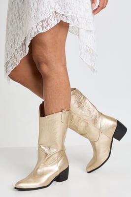 Wide Fit Tab Detail Ankle Cowboy Western Boots