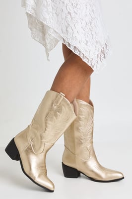 Wide Fit Tab Detail Ankle Cowboy Western Boots