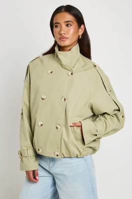 Funnel Neck Double Breasted Trench