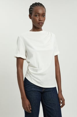 Cotton Jersey Gathered Detail T-Shirt