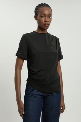 Cotton Jersey Gathered Detail T-Shirt