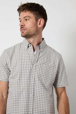 Natural Gingham Check Short Sleeve Shirt