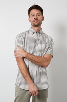 Natural Gingham Check Short Sleeve Shirt