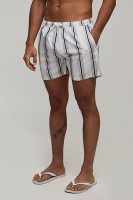 Striped Mid Length Swim Shorts