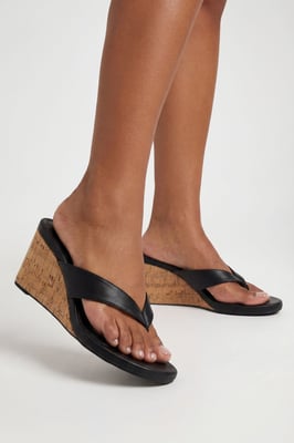 Cork Toe Post Thong Wedges