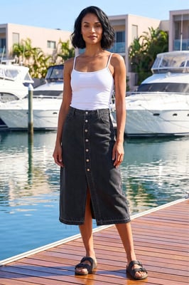 Denim Button Skirt