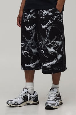 All Over Dog Printed Jersey Bermuda Jort