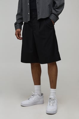 Baggy Fit Pleat Front Smart Longline Short