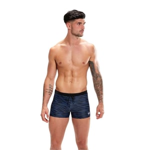 Speedo Herr Valmilton vågmönstrade smala badbyxor (SVART/BLÅ)