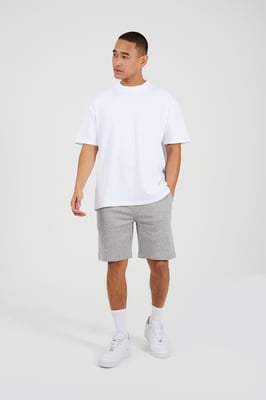 Light Grey Side Stripe Drawstring Jersey Shorts