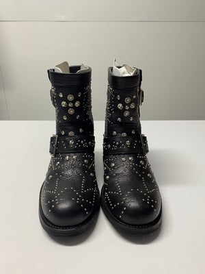 Jimmy Choo Youth Studded Biker Boots in Black Leather
