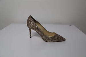 Jimmy Choo Romy Pumps in Gold Glitter Tulle